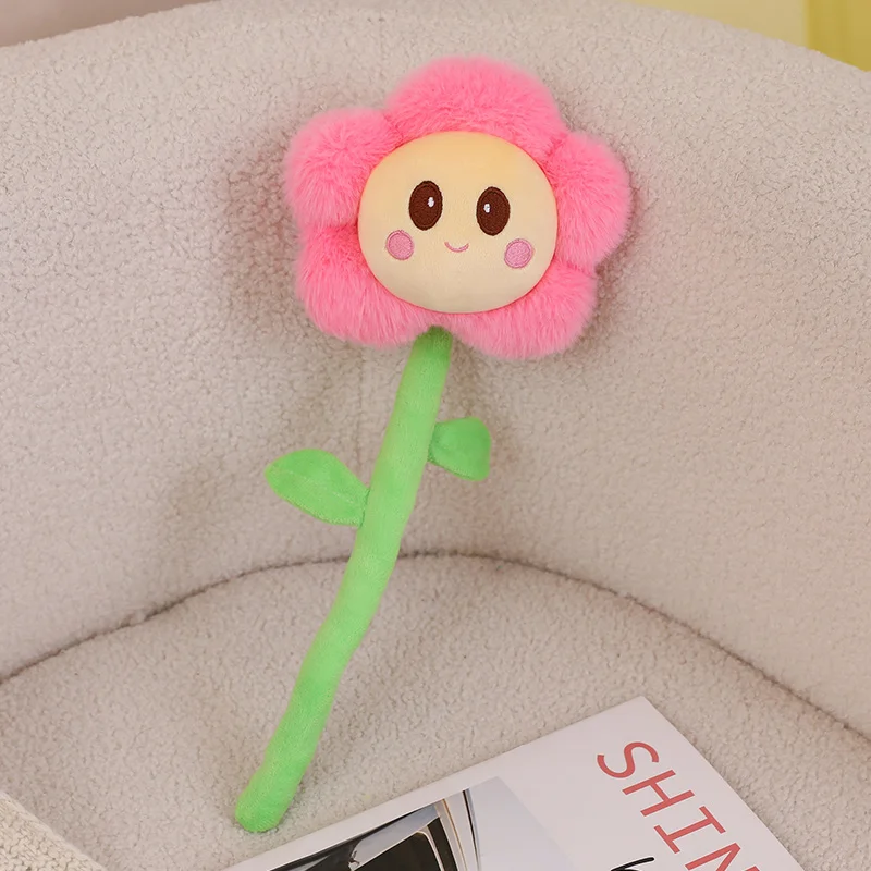 40cm Sun Flower Plush Toy Bendable Stems Smile Face Stuffed Doll Home Decor Cartoon Sunflower Plant Kawaii Toy For Wedding Party