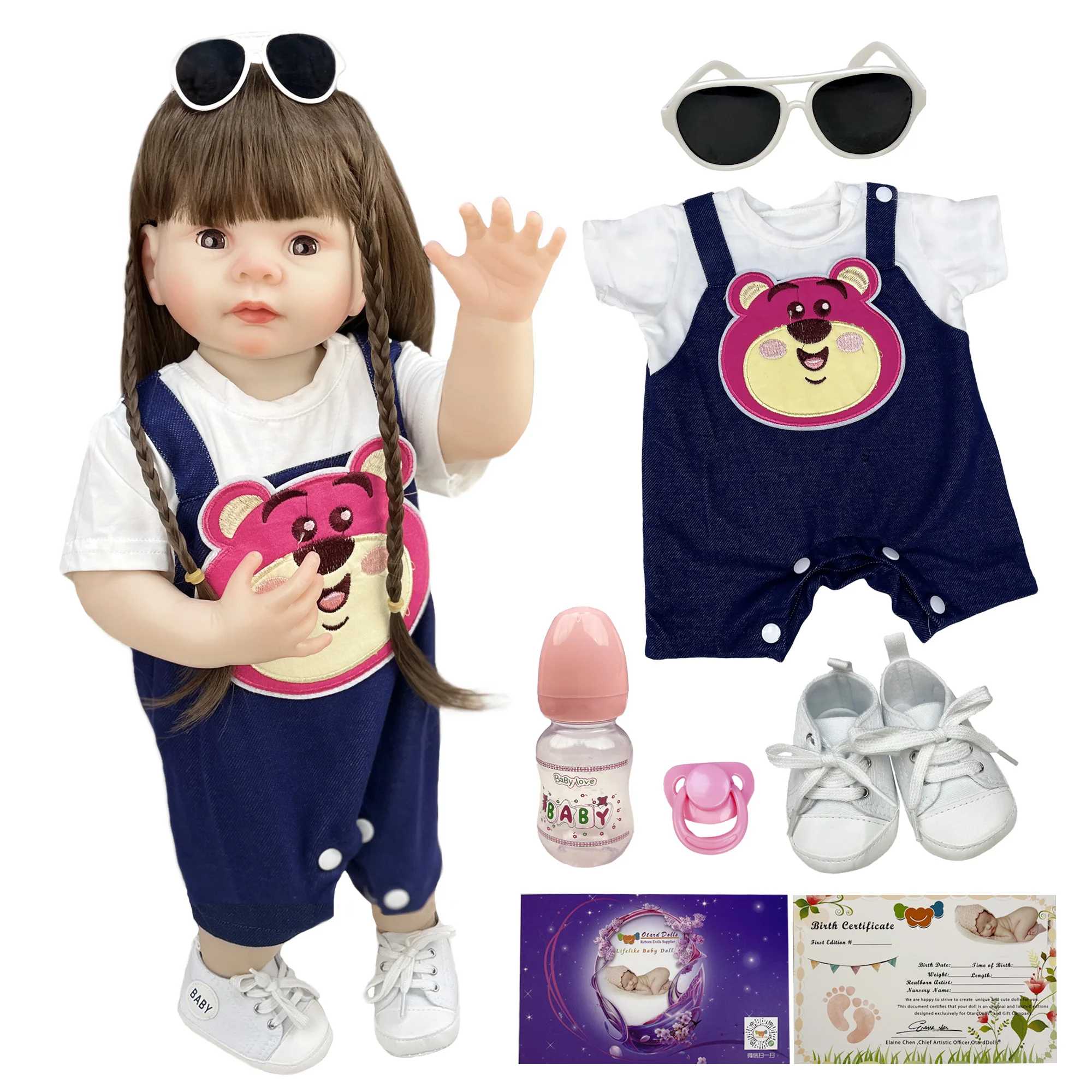 55CM Bebe Reborn Toddler Dolls Girls Blinking Eyes Full Body Soft Vinyl Handmade Painted Lifelike Reborn Dolls Muñecos Reborn