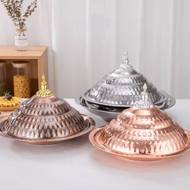 

Поднос для фруктов в стиле Африки и Ближнего Востока, нержавеющая сталь, поднос с крышкой, текстура молотка, тарелка Dim Sum, тарелка для стейка, украшение стола