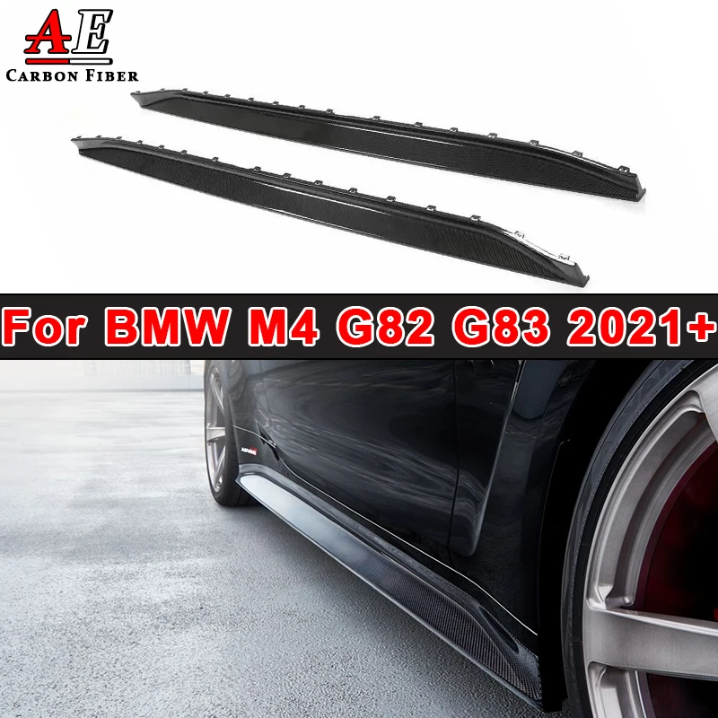 Carbon Fiber Side Skirts Extension Rocker Aprons Splitters Diffuser Winglet Wings For BMW M4 G82 G83 Cupwings Canards Spoiler