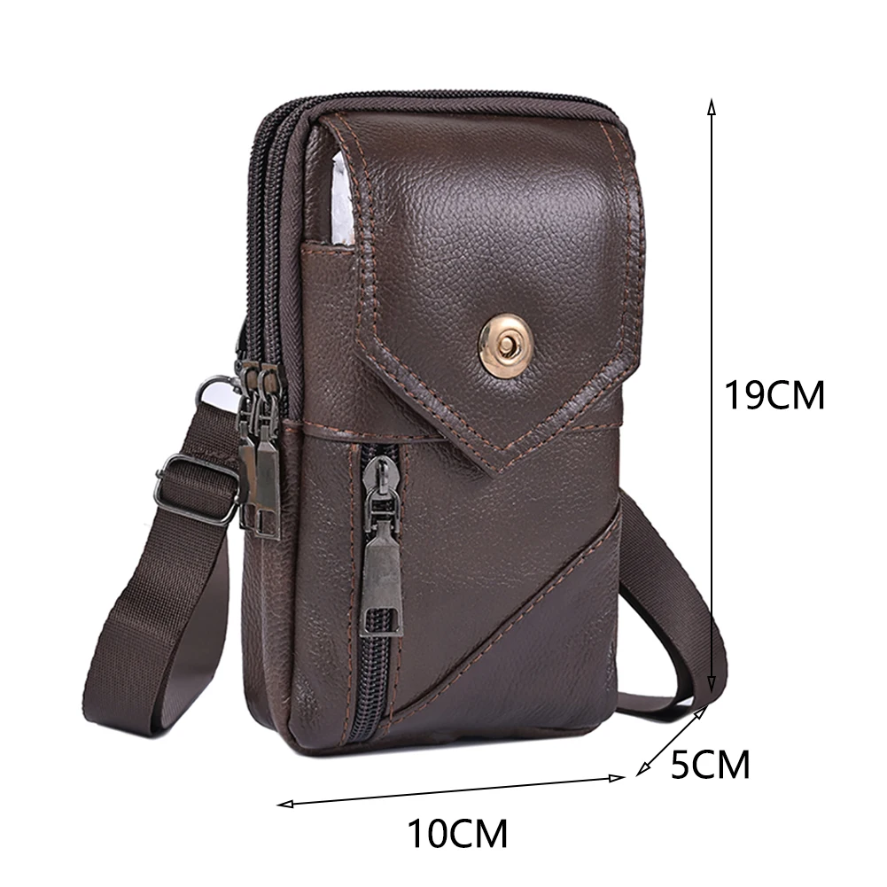 Quality Men Leather Waist Bag Crossbody Waist Pack Male Retro Phone Belt Bum Pouch Men\'s Shoulder Bag Mal Phone Pouch Purse Bags