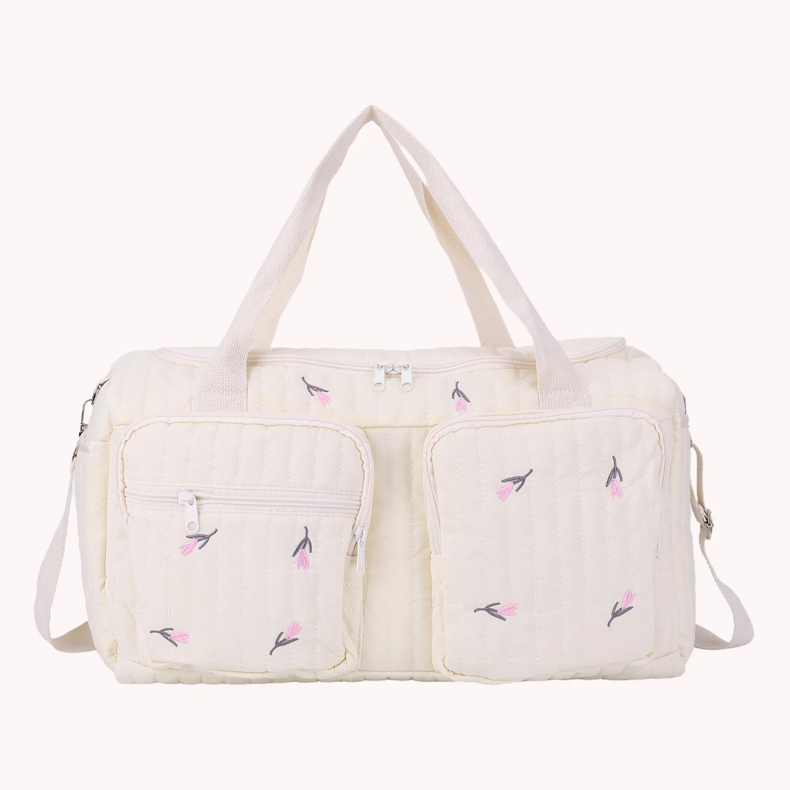 

Quilted Baby Diaper Bag Large Capacity Duffle Bag Travel Bag for Hospital and Weekender Travel