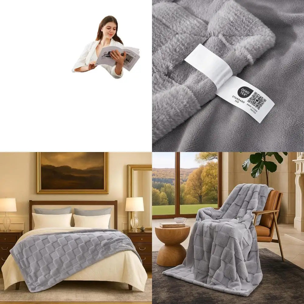 

Клетчатое одеяло из меха кролика размера «queen-size», мягкое плюшевое покрывало для спальни, серый 90 x 90