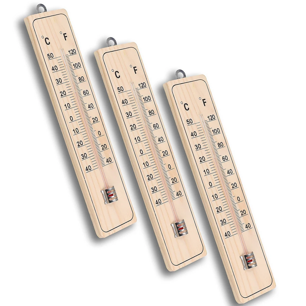 5pcs Wall Thermometer Weather Station Outdoor Indoor Wood Outdoor Thermometer Analog Room Garden Thermometer Set