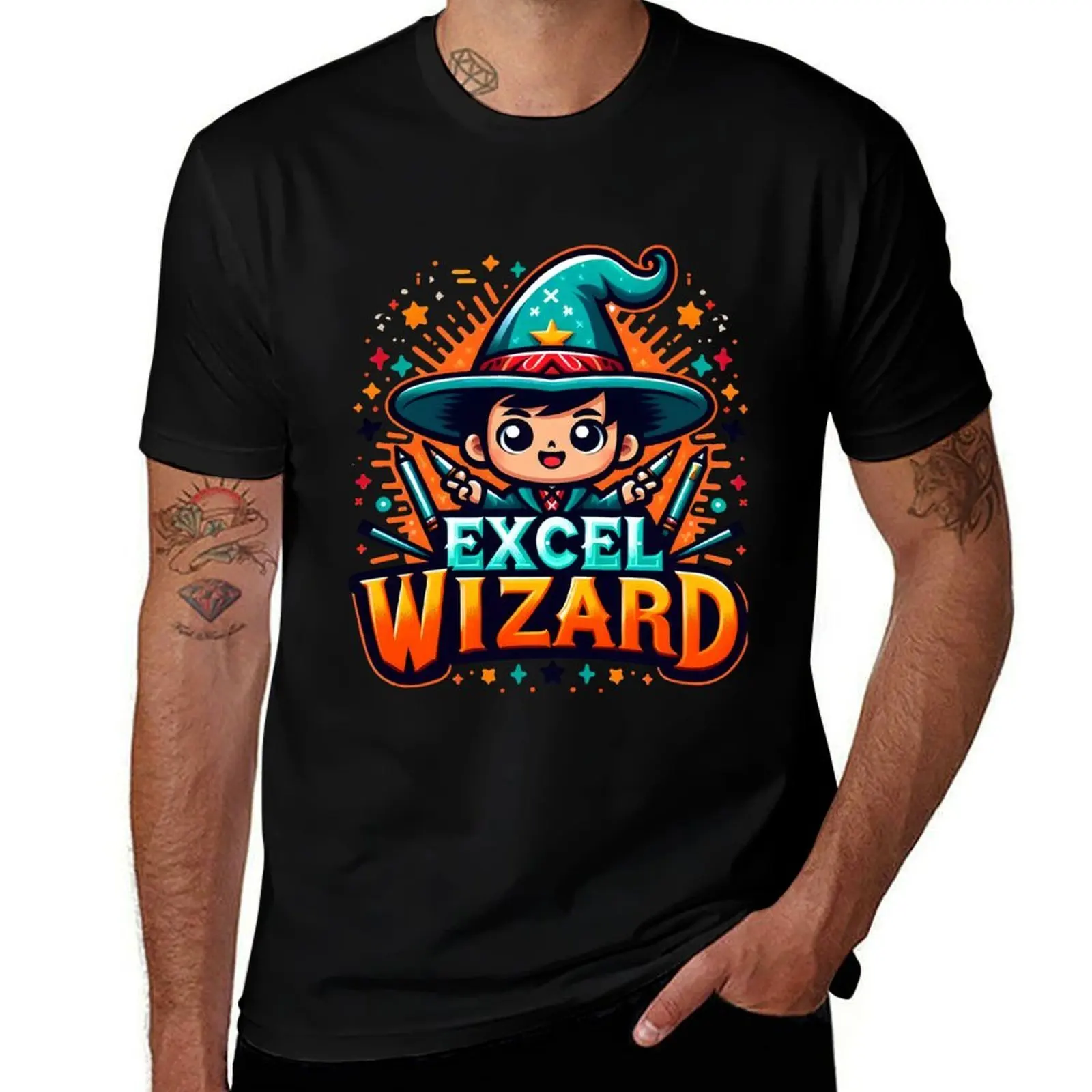 Excel Wizard, typography,PUN T-Shirt Soft Casual Short Sleeve Cotton Tee T-Shirt
