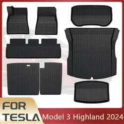 Dla Tesla Model 3 2024 Maty podłogowe Highland Cargo Liner Wodoodporna antypoślizgowa mata bagażnika TPE Podkładki Model 3 2024 Highland Akcesoria