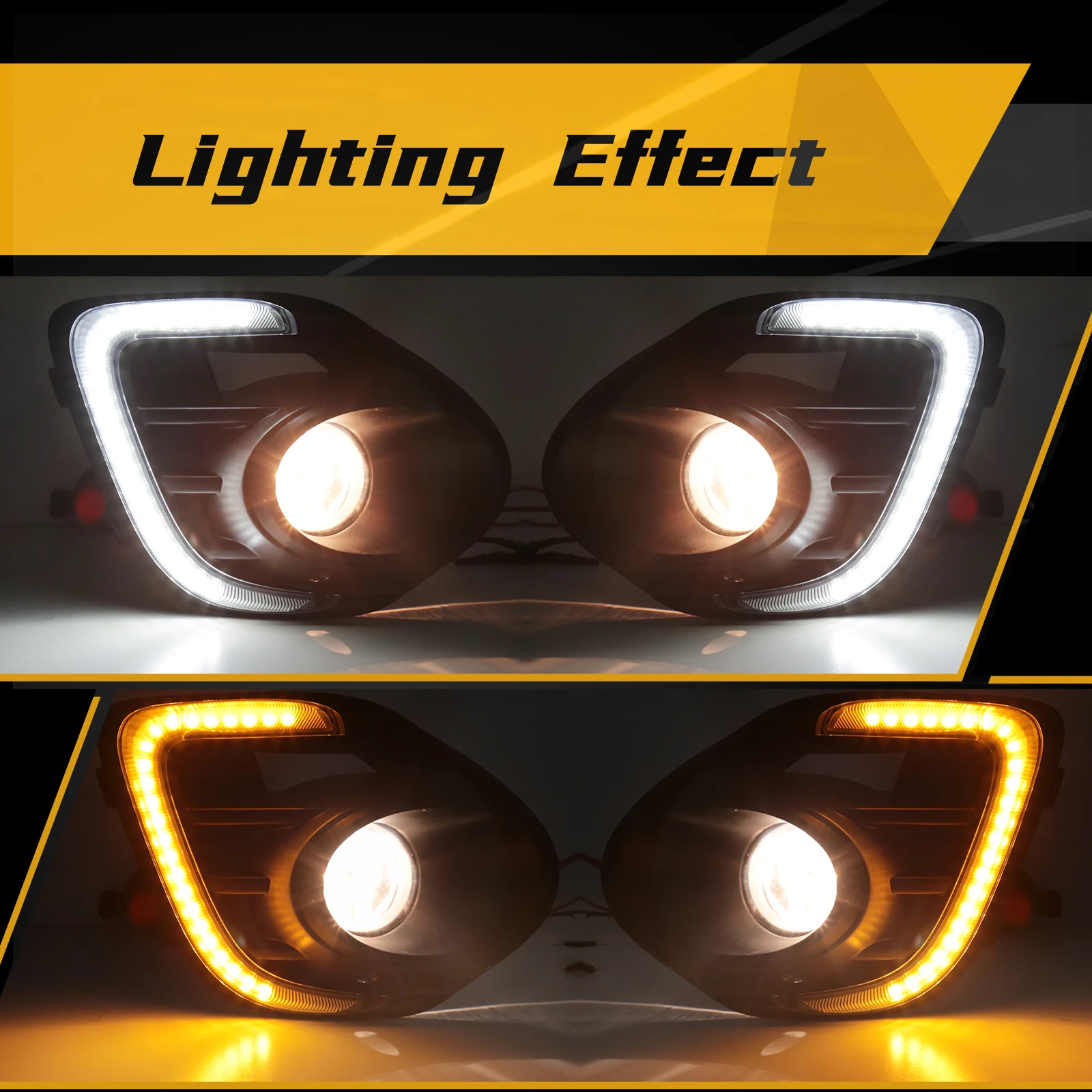 

Car LED Daytime Running Light Fog Lamp For Mitsubishi Lancer 2015 2016 2017 DRL White Yellow Turn Signal With Wire Switch 12V