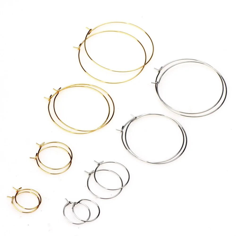 24 Uds. De aros de alambre circulares grandes de acero inoxidable de 15/20/25/30/35/40/45/50MM, pendientes colgantes DIY, accesorios para hacer joyas