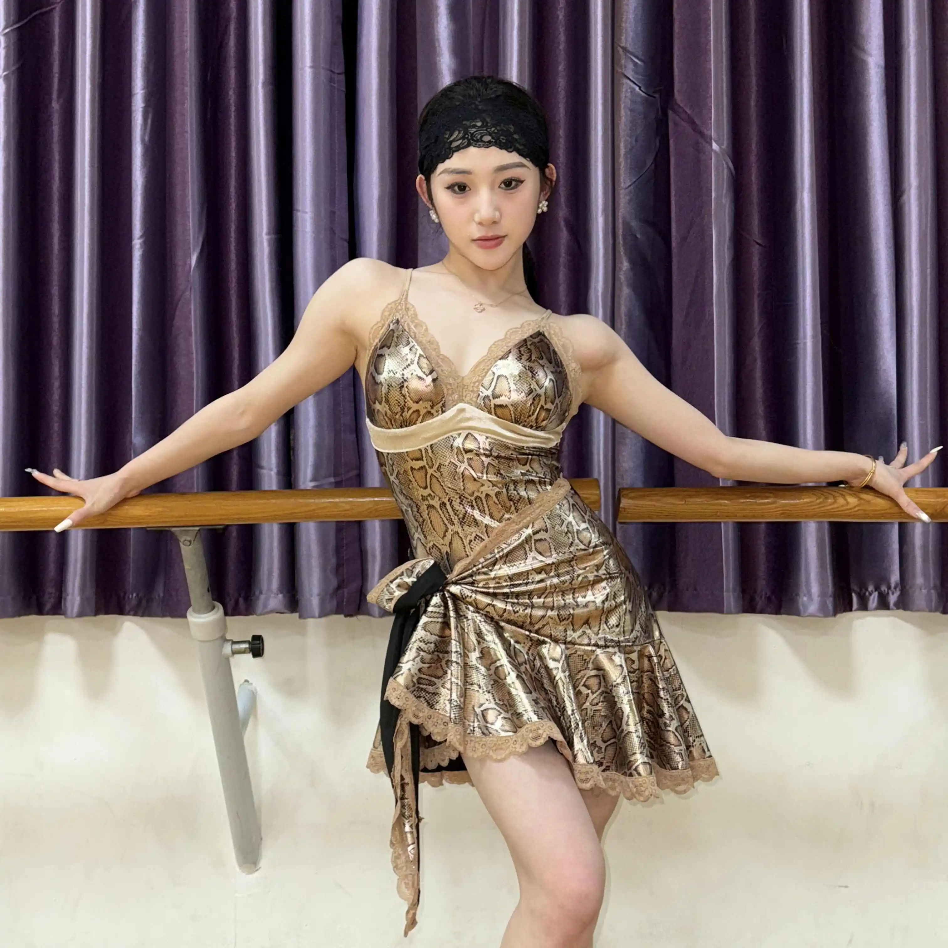 

New Women'S Samba Latin Dance Costume Gold Leopard Latin Dance Clothing Sexy Chacha Latin Dance Perofrmance Clothes SL12541