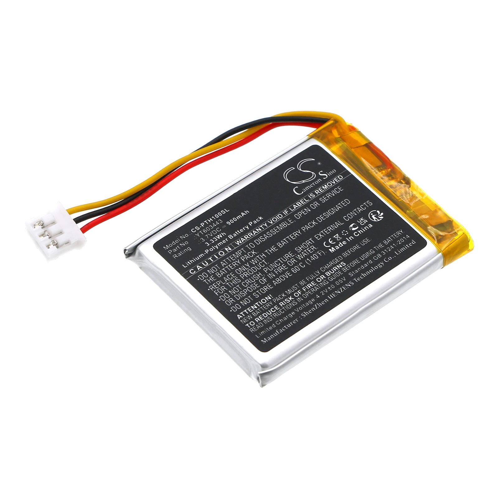 

CS Replacement Battery For Peterson SP-1, StroboPLUS HD YT603443 900mAh / 3.33Wh
