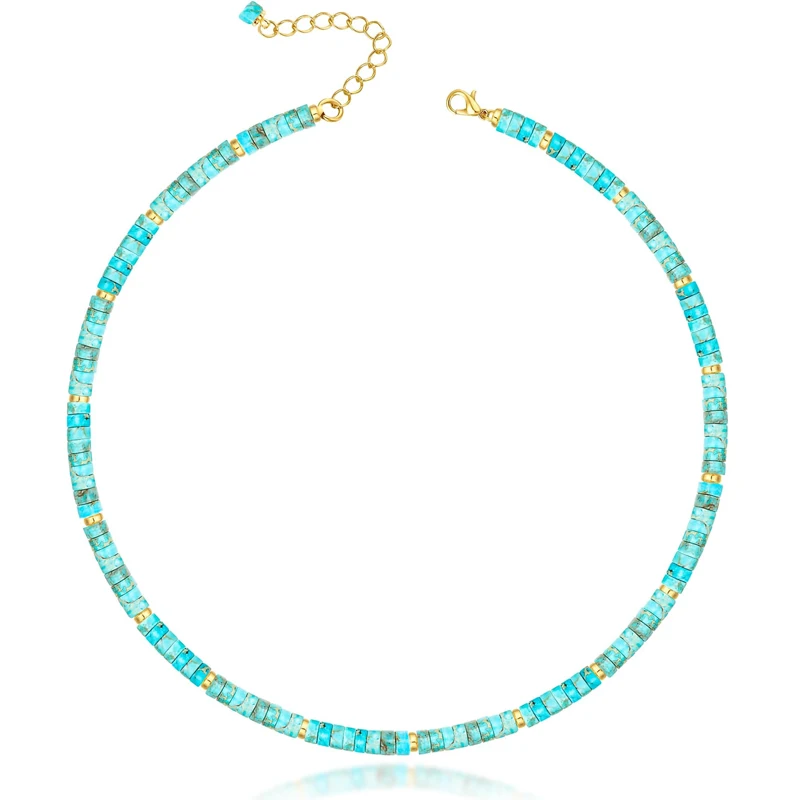 Heishi Style Gemstones Natural Pearls Beaded Choker Necklac…