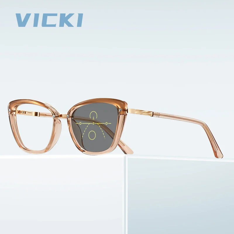 Vicki Progressieve Lens Vlinder Fashion Frame Damesbril Kan Worden Aangepast Op Sterkte Multi-Focus Bril Pfd2220