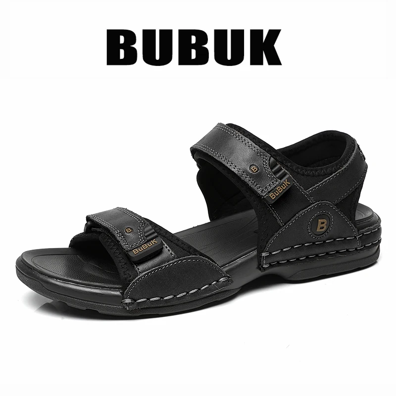 Bubuk Herren-Sandalen aus echtem Leder, hergestellt aus hochwertigem Rindsleder, Outdoor-Strandsandalen, atmungsaktives offenes Zehendesign, geeignet für Strand, Freizeit und Outdoor-Aktivitäten. – Detail 8