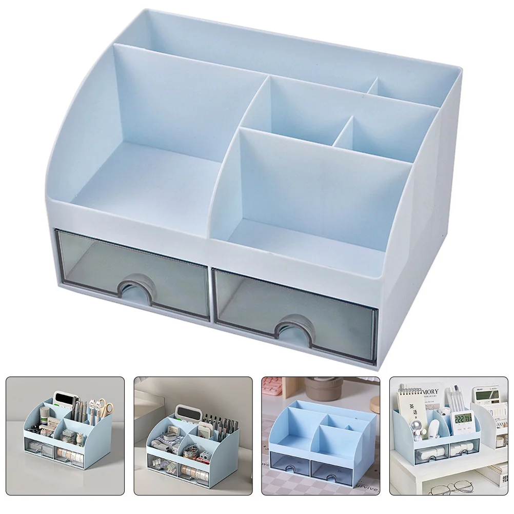 

Multifunctional Drawer Storage Box Desktop Organizer Case for Pen Ruler Tape Cutter Office Sundries Bedroom Study Tabletop