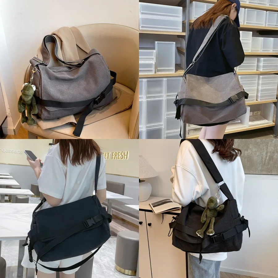 

【Новый стиль】сумка-мессенджер унисекс, большая вместительная холщовая сумка через плечо, ретро-сумка для студентов, повседневный простой рюкзак.