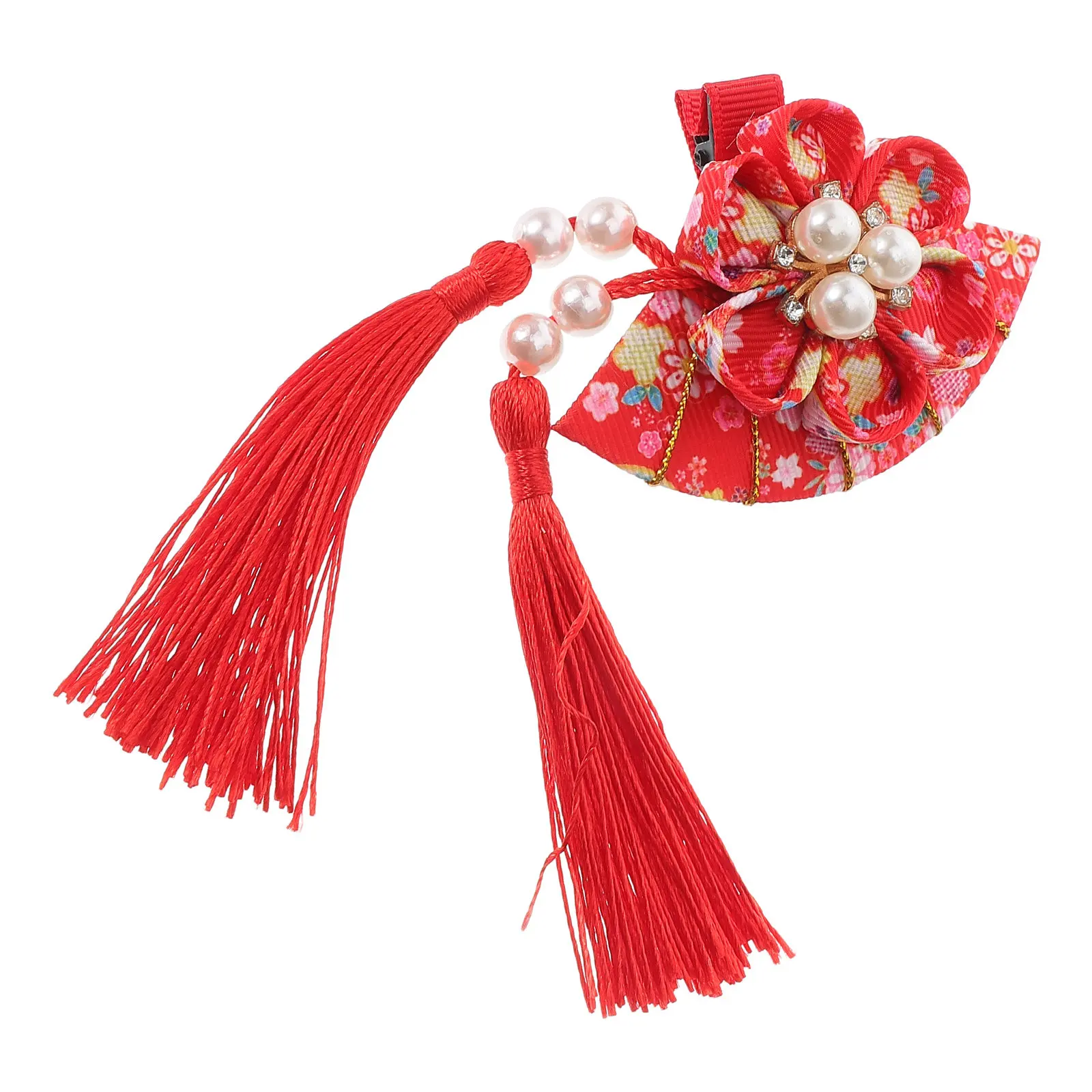 

Fan Hair Clip Japanese Style Tassel Metal Flower Hairpin Hairpins Women Hair Accessories Kimono Hanfu Decor Girl Hanfu Headwear