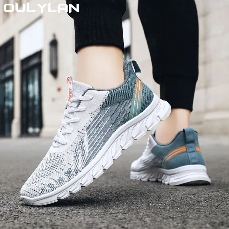 Oulylan น้ําหนักเบา Casual GYM รองเท้ากีฬา Jogging รองเท้าเทนนิสบุรุษรองเท้าวิ่งรองเท้า Breathable ถักกีฬารองเท้าผ้าใบเบาะ