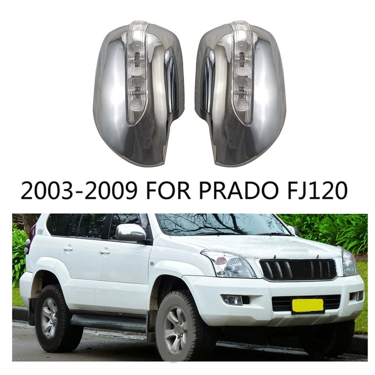 Voor Toyota 4 RUNNER Prado 2700 FJ120 2003-2009 Chrome Auto LED Zijspiegel Cover Zijspiegel Cover Exterieur accessoires