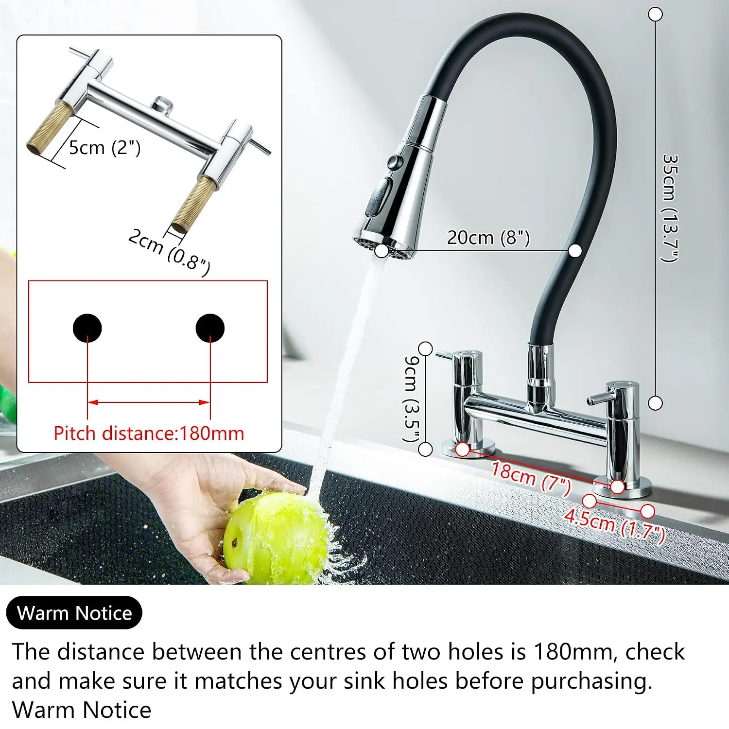 Rotating Faucet Bathroom Sink Faucet Stainless Steel Hot Cold Washbasin Tap Flexible