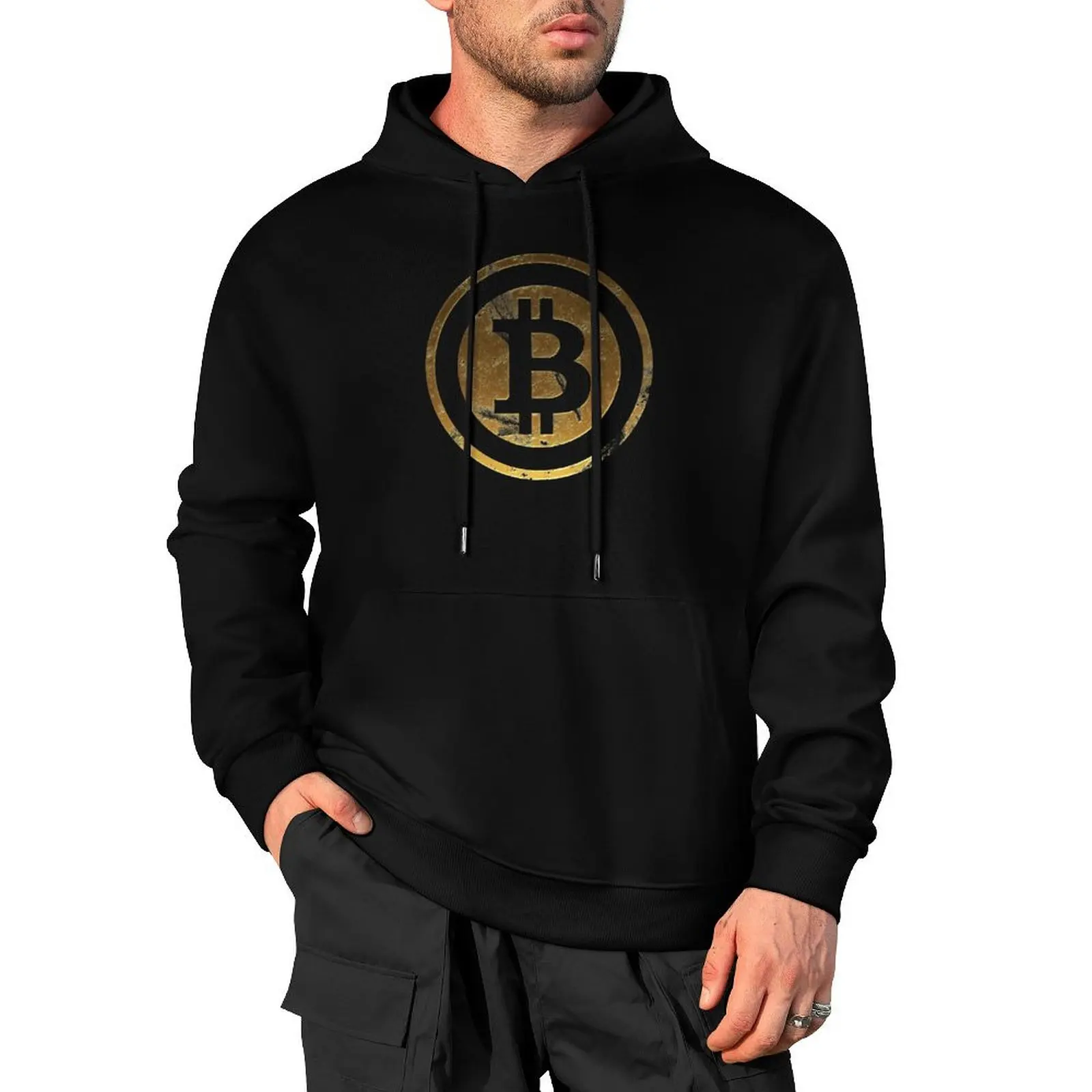 

Vintage Bitcoin Logo Pullover Hoodie men's clothing japanese style autumn new in hoodies & sweatshirts