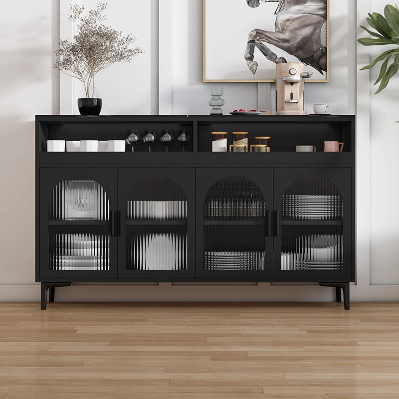 

Glass Buffet Sideboard Kitchen Cabinet Display Shelf Side Board Accent Drawers Wood Sideboard Storage Room Meuble Furniture