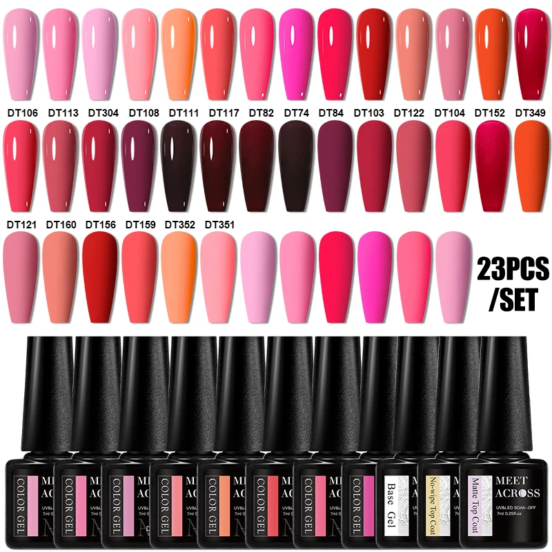 23 قطعة جيل للأظافر مجموعة طلاء الألوان العصرية طويلة الأمد مسمار الفن لوازم الورنيش لجميع المواسم مانيكير تصميم قاعدة هلام معطف فوقي #2