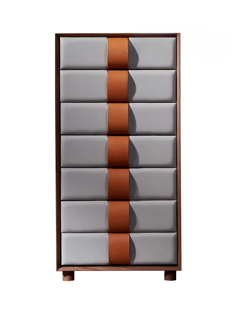 

AAEuropean Entry Lux Style Saddle Leather Storage Chest Of Drawers Modern Minimalist Living Room Creative Drawer Side Cabinet