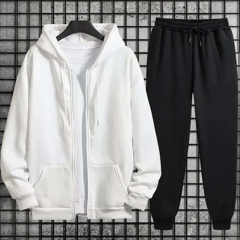 Men's 2 Piece Set Zipper Hoodie And Sweatpants High Quality Long Sleeve Hooded Sweatshirt Autumn Winter Tracksuit New Arrival 20