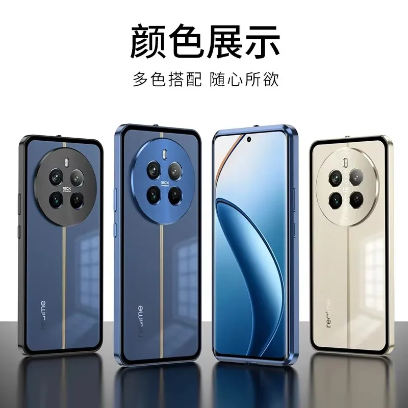 Aluminium Alloy Metal Bumper Frame Case For OPPO Realme 12 Pro Plus Matte Acrylic Back Cover For Realme 12 Pro 12Pro+ Plus Coque