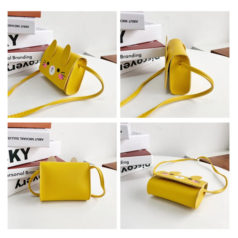 Mini bolsa de ombro para meninos e meninas, porta-moedas, acessórios infantis, pequenos sacos crossbody, coelho fofo, desenhos animados, bolsas infantis, adorável