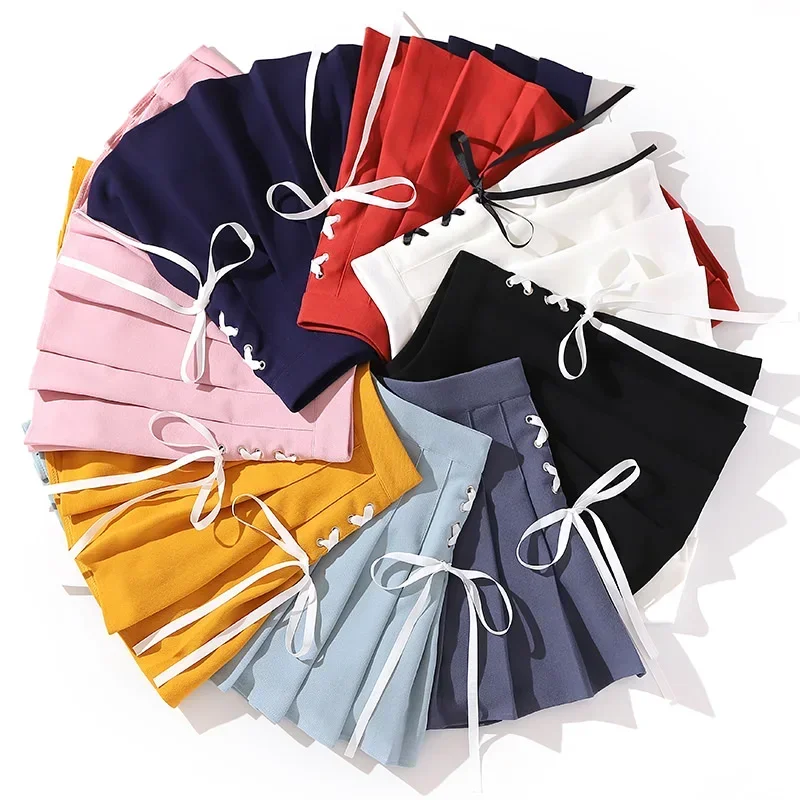 IMU Loose High Waist Pleated Skirts Kawaii Harajuku Women Girls Lolita A-line Sailor Kawaii Faldas Mujer Moda Korean Style