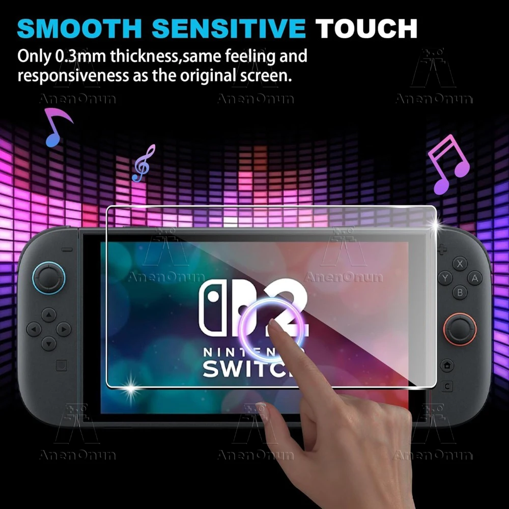 強化ガラススクリーンプロテクター Switch 2 用 2.5D アークエッジ 9H 硬度 飛散防止 傷防止 指紋防止 HD バブルフリー