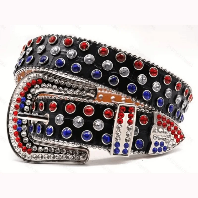 

men luxury fashion rhinestone belts soft leather studded belt punk gothic dress womens trendy waistband pin buckle strapon leash