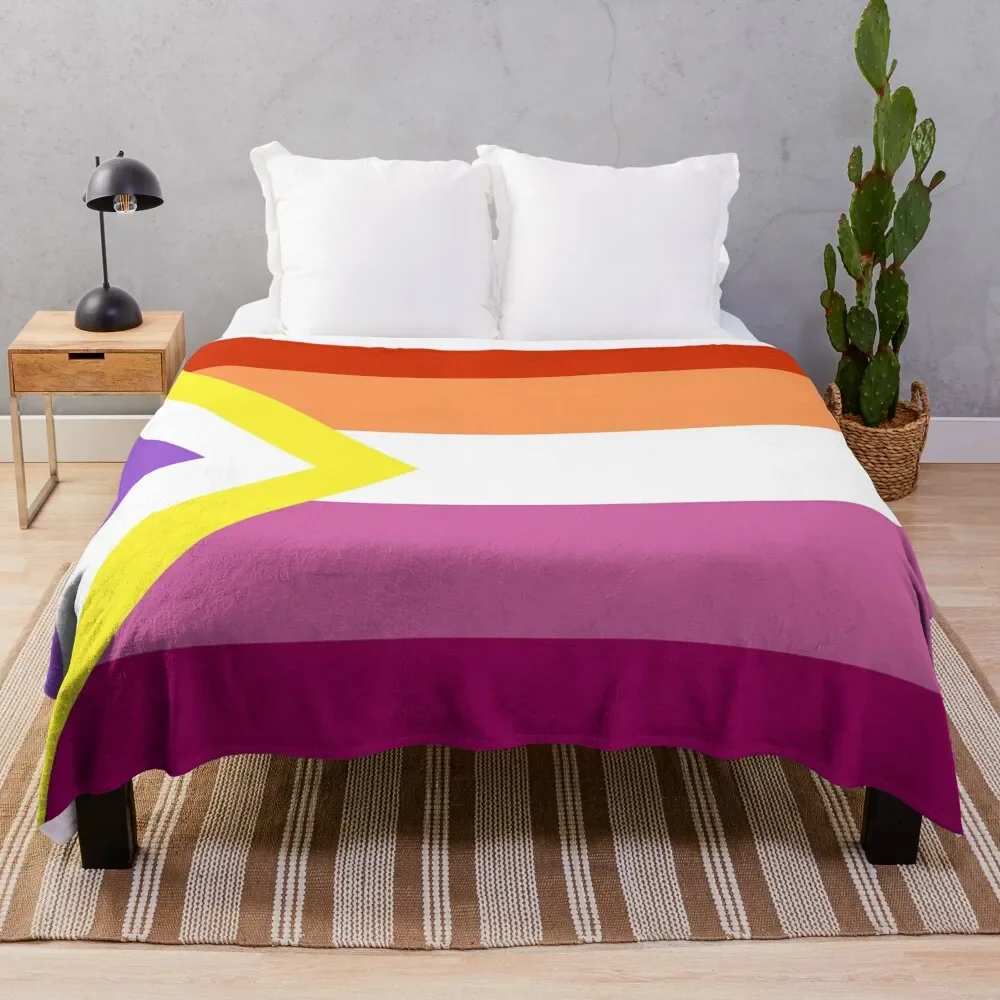 

nonbinary lesbian flag Throw Blanket Faux Fur Soft Warm Blanket for Bed