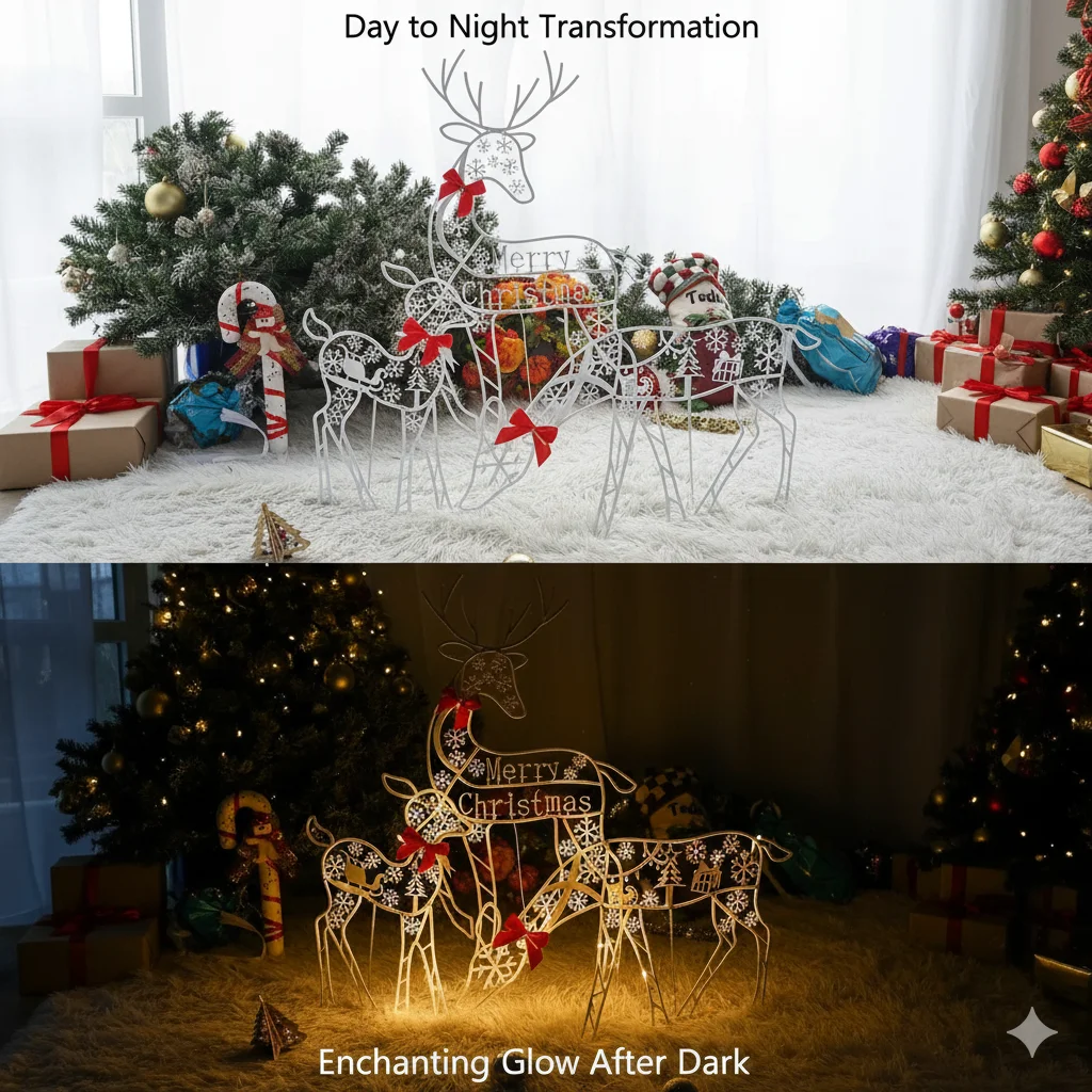 2025 جديد عيد الميلاد الديكور في الهواء الطلق مضيئة الغزلان البستنة الحديقة الديكور الحلي في الهواء الطلق زينة عيد الميلاد