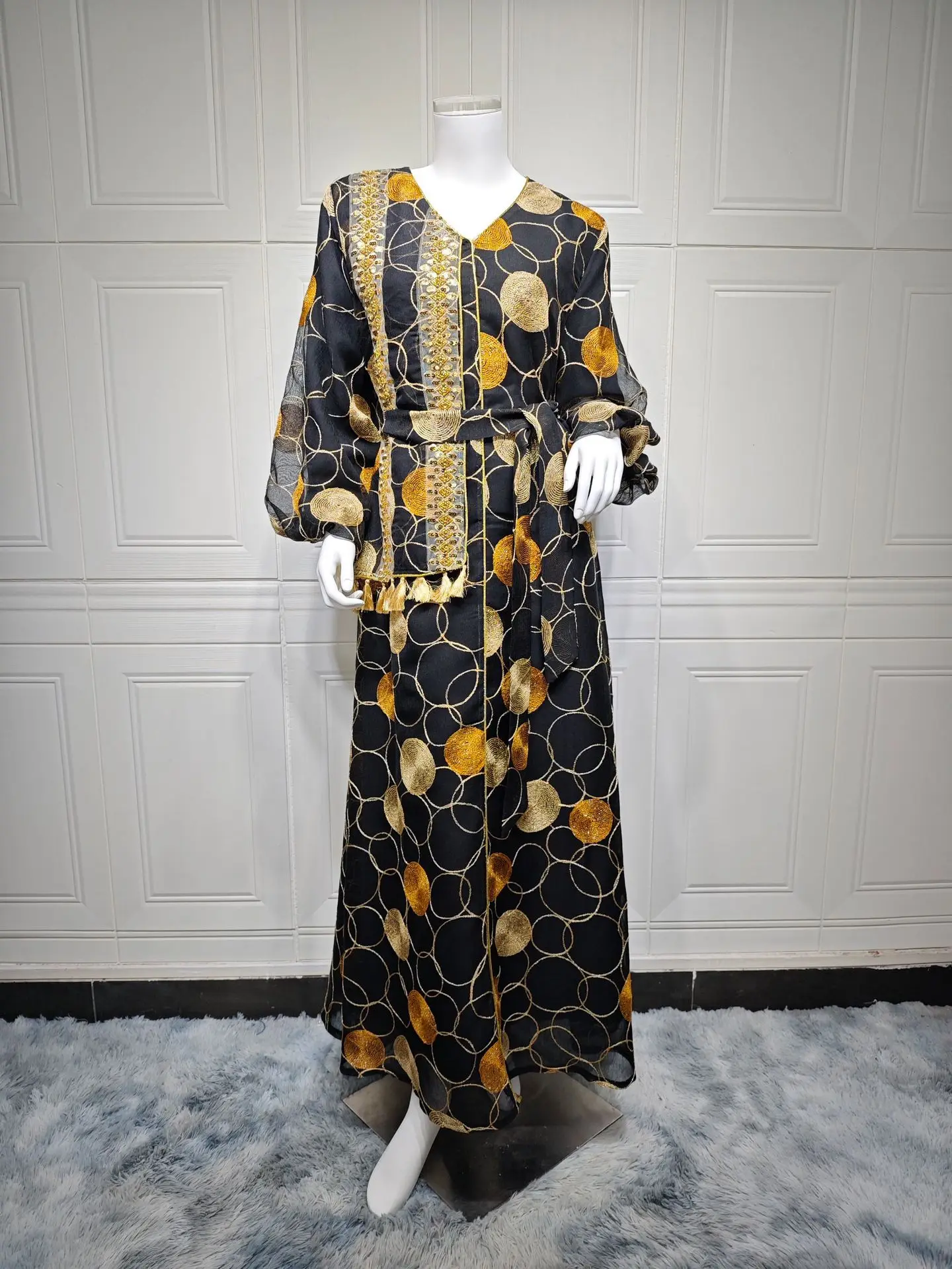 Elegante Abaya de Dubái de lujo para mujeres musulmanas bordado lentejuelas vestido de moda árabe Turquía elegante vestido de fiesta marroquí islámico