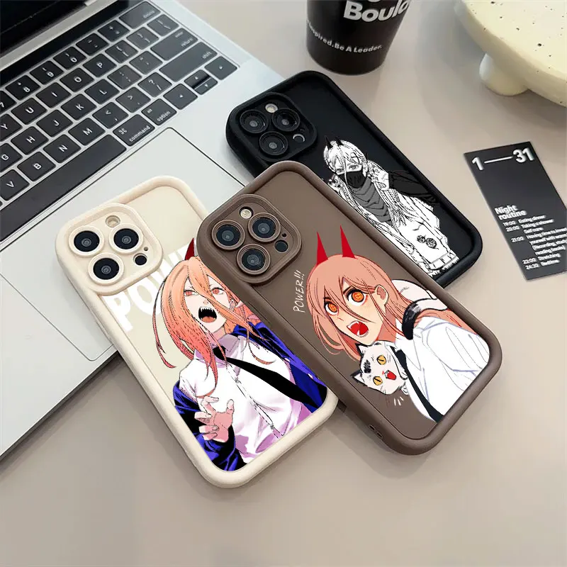 Chainsaw Man Anime Girl Power Makima Phone Case For iPhone 16 15 14 13 11 Pro Max 12 Mini Funda For iPhone 15 16 Plus Soft Cover