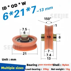 8Pcs 6x21x8mm door and window pulley V groove wheel nylon plastic wheel belt shaft rod shaft bearing wheel