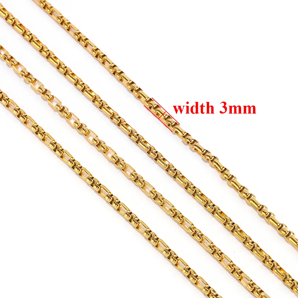 1 Meter Stainless Steel Gold Plated Square Box Chains for DIY Jewelry Findings Bracelet Necklace Making Accessories Supplies