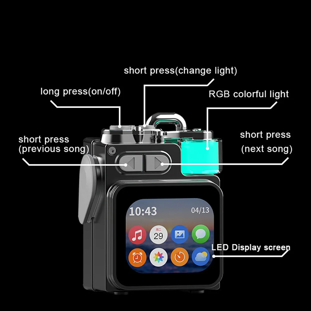 ZMFJH Outdoor Pocket Speaker Portable Bluetooth-compatible 5.4 Audio Equipment Expandable Storage with Wireless Touch Display #6