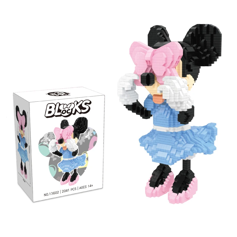 1906 pz + Blindfold Mickey Mouse Micro Building Blocks Classic Disney Minnie Mouse Mini mattoni figure giocattoli per regalo per bambini