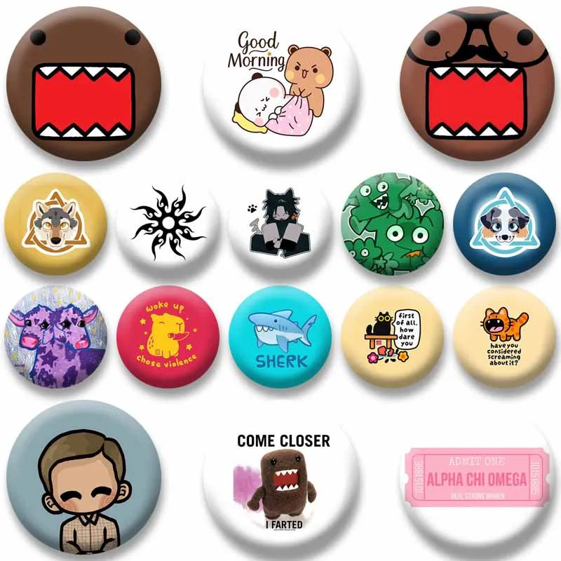Creative Rainbow Bee Dog Mushroom Art Badges Funny Snap-in Enamel Pins Cute Cartoon Brooch for Backpack Accessories Jewelry Gift