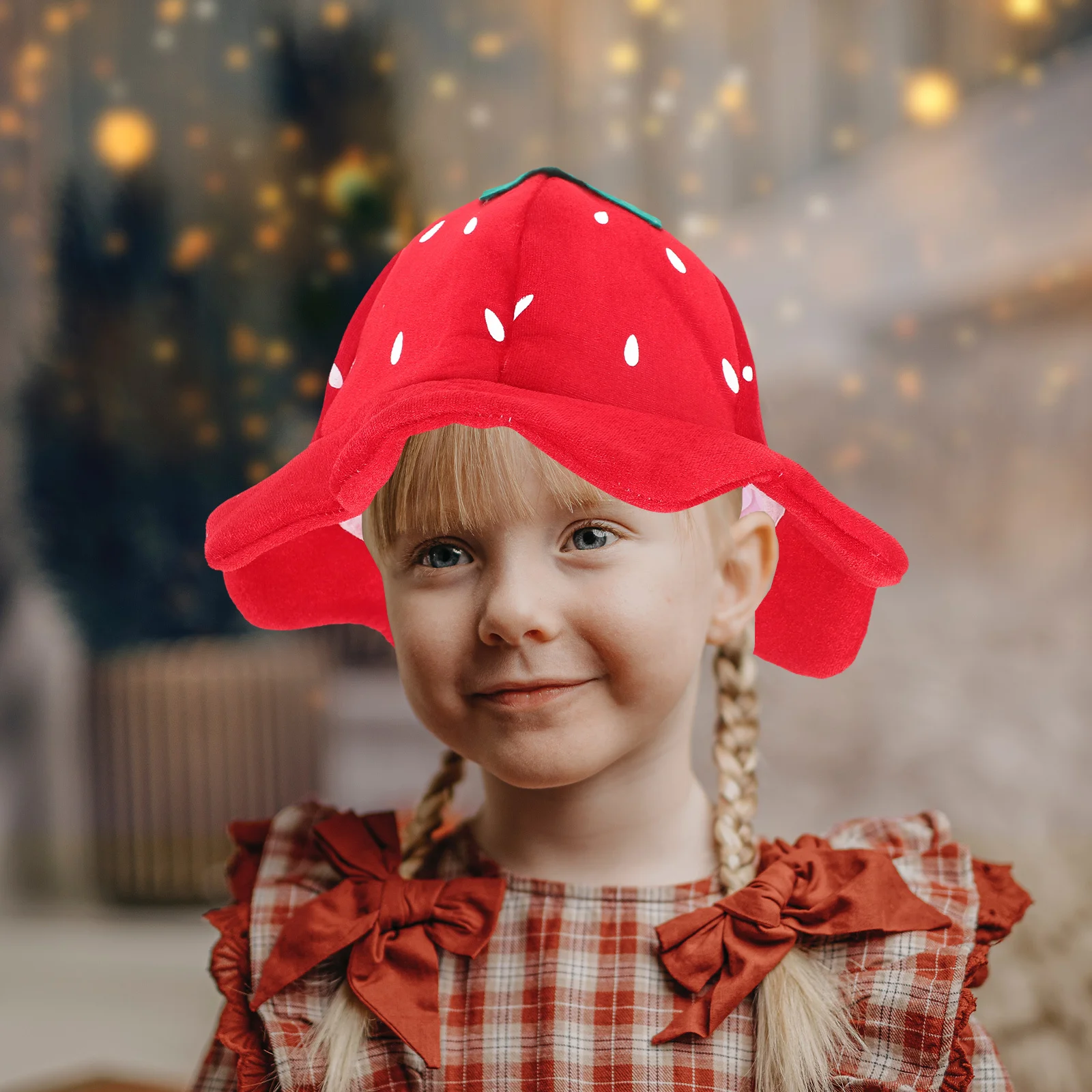 

Comfortable Strawberry Hat Soft Material Gentle on Skin Halloween Party Hat Playful Design Fun Decoration for Cosplay Events