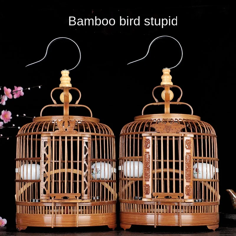 Old Bamboo Thrush Bird Cage Full Set of Starling Large Hand Carved Flower Houses Parrot Nido Para Periquitos Parrot Cage