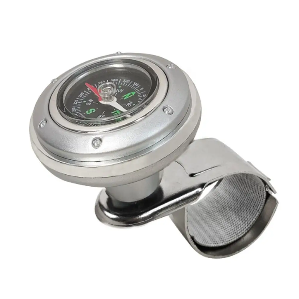 360-degree Rotation Steering Wheel Knob Universal Fit Booster Function Power Handle Ball ABS Material Compass Feature
