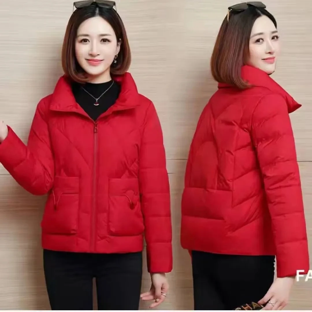 

Short Down cotton Jacket Women's Casual top 2025 Winter New Fashion Stand collar Thicken Coat Female Warm Cotton Parka Overcoat