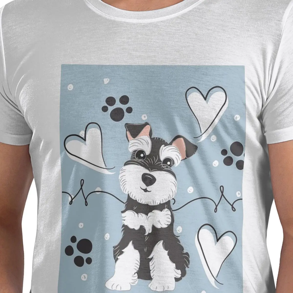 

Love Black And White Miniature Schnauzer 100% Cotton T-Shirt Men's Fashion T Shirts Men Round Neck Short Sleeve S-6XL