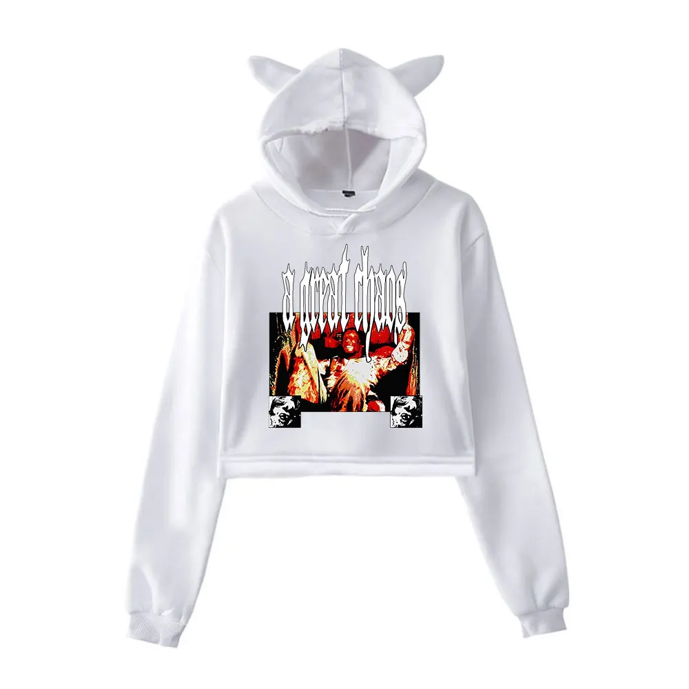 Ken Carson Vintage 90s Streetwear logo Hoodie Merch Hoodies Sweatshirts for Girls Cat Ear Crop Fashion Sports Pullover