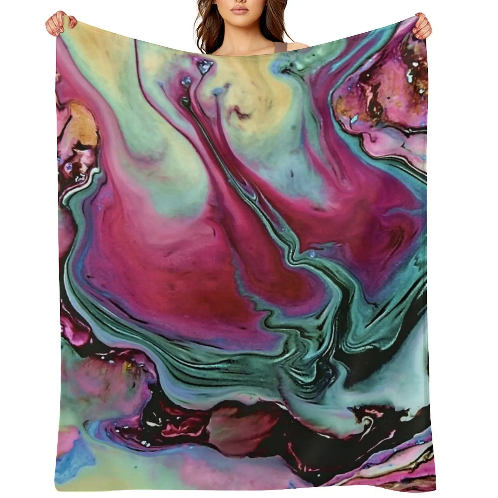 

Colorful abstract marbling Throw Blanket Shaggy Loose Comforter Vintage Blankets