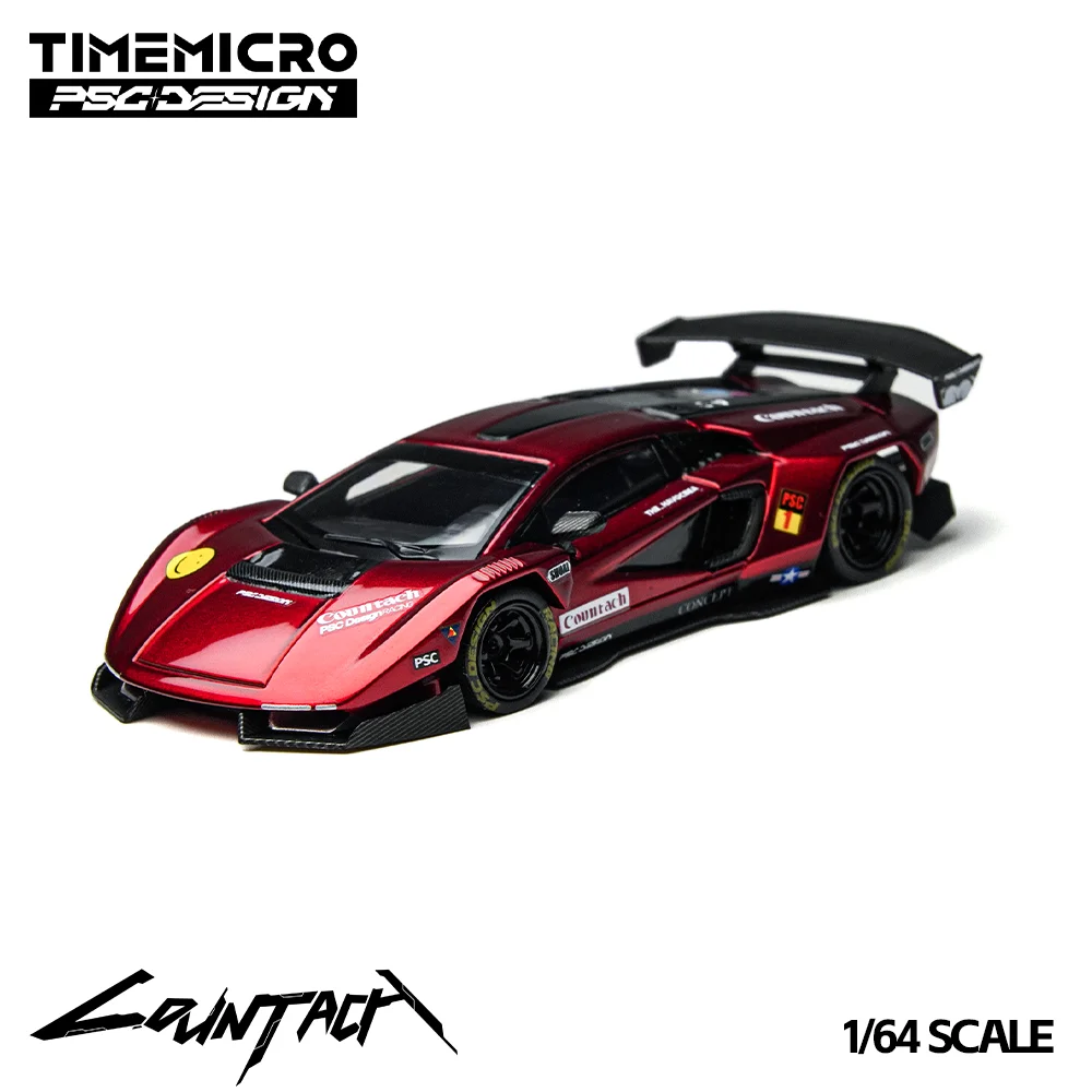 タイムマイクロ × PSCデザイン 1:64 カウンターシェ “V” スカーレット合金 プレミアムダイキャストビークルモデル おもちゃ コレクタブルディスプレイ